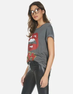 Online Kiss Lip Rock N Roll S/S Vintage Concert Tee | Wolf By Women Short Sleeve