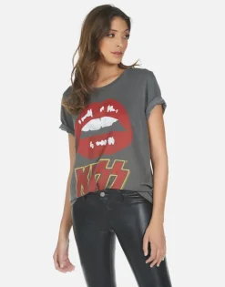 Online Kiss Lip Rock N Roll S/S Vintage Concert Tee | Wolf By Women Short Sleeve