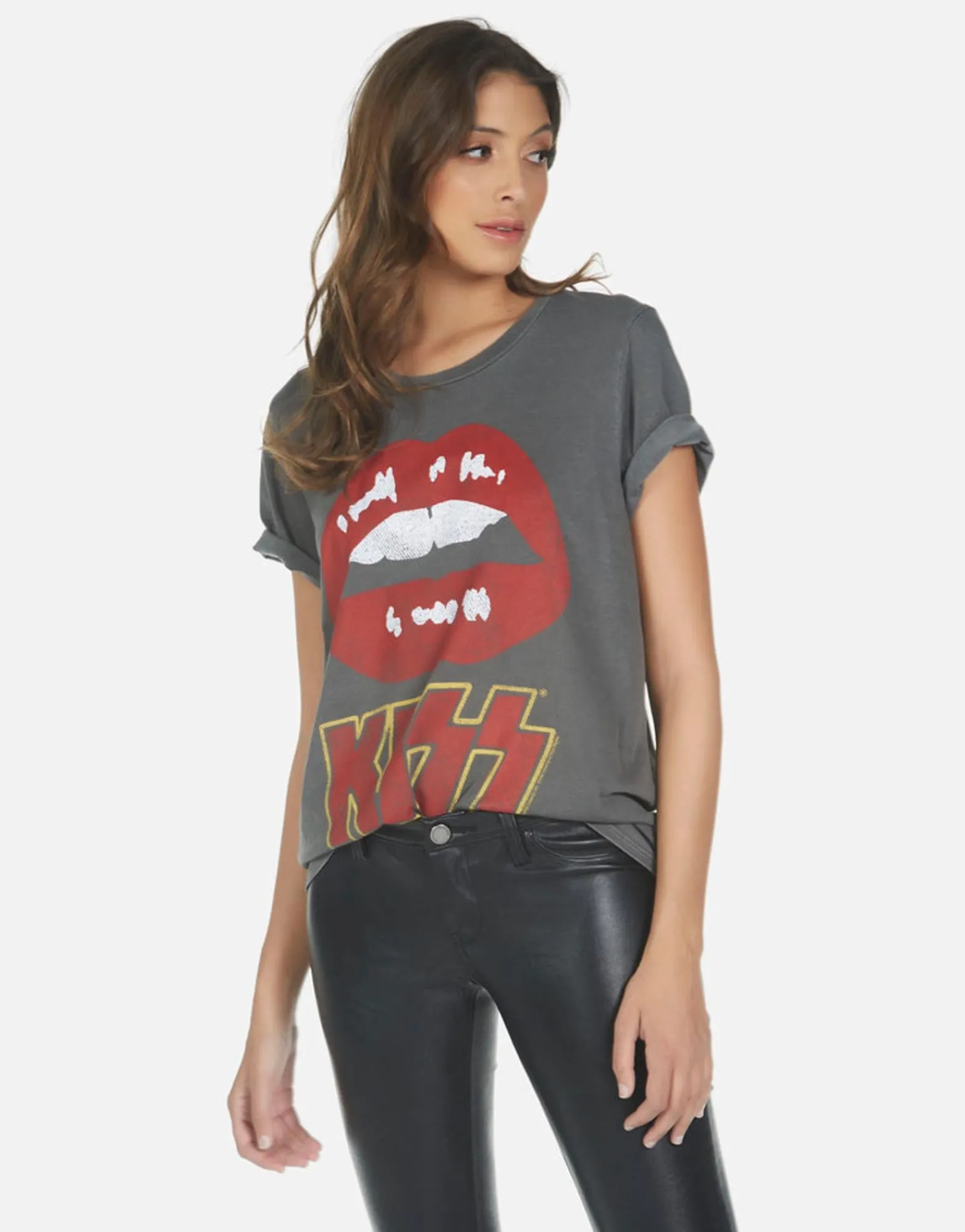 Online Kiss Lip Rock N Roll S/S Vintage Concert Tee | Wolf By Women Short Sleeve