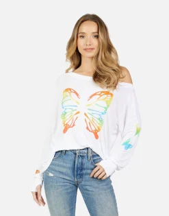 Discount Krista Rainbow Butterflies Women Long Sleeve