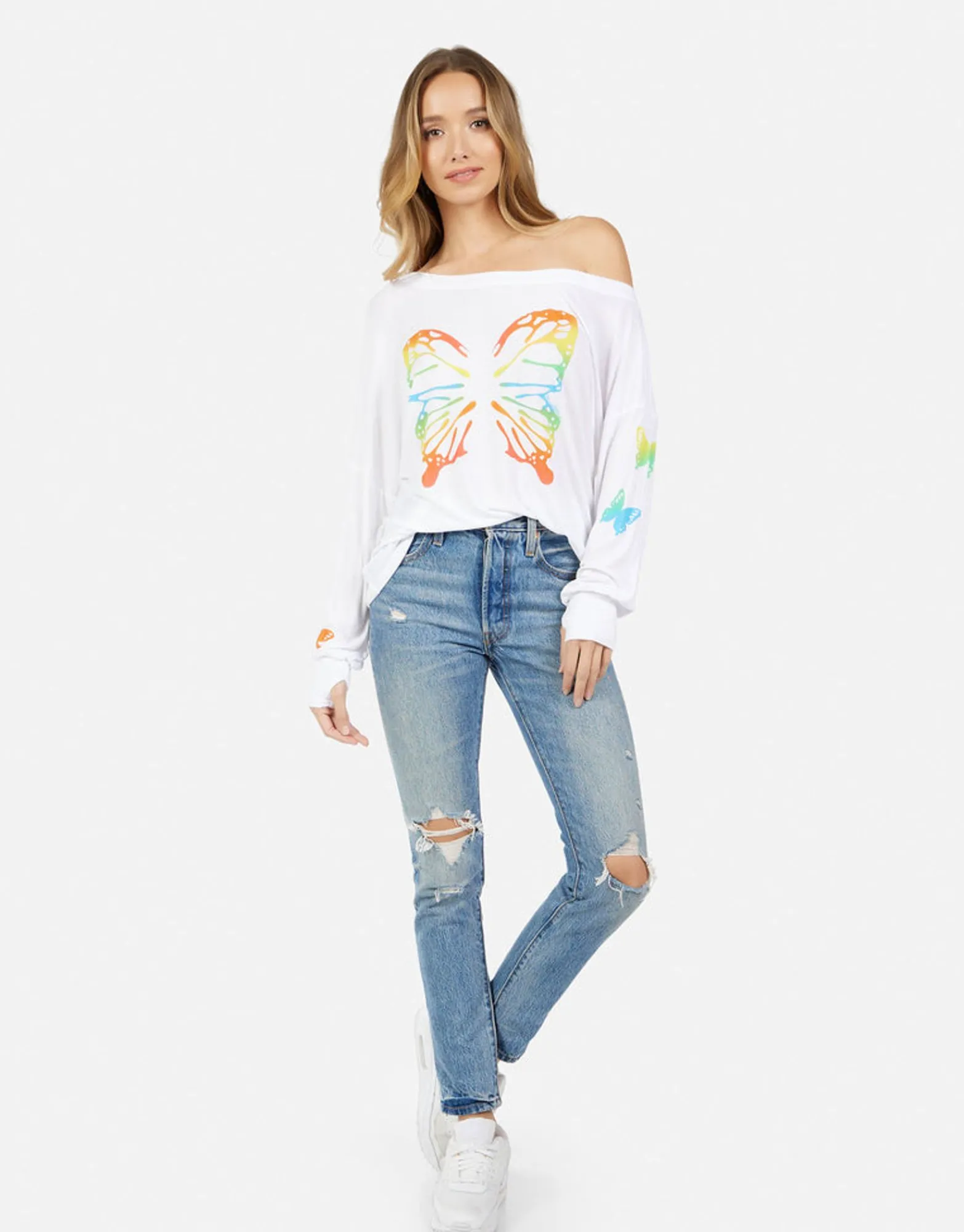 Discount Krista Rainbow Butterflies Women Long Sleeve