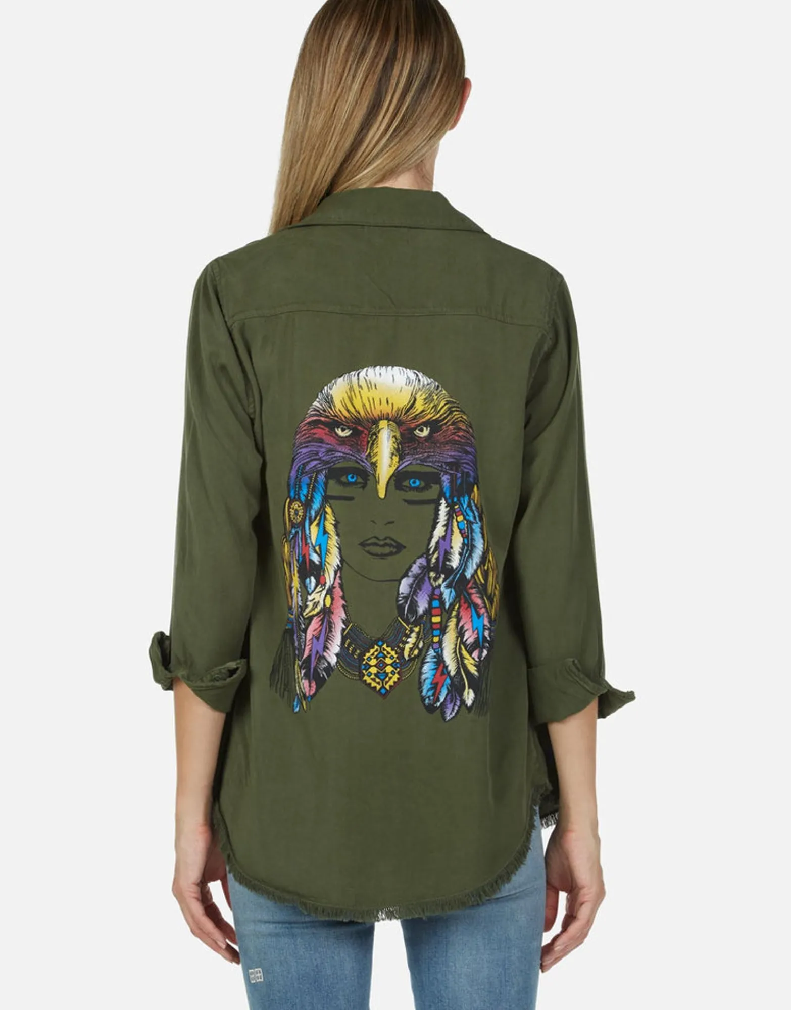 Sale Lady Rainbow Eagle Button Up Denim Shirt | Sloane By Women Long Sleeve