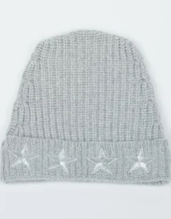 Shop Blix Silver Metallic Stars Cashmere Slouch Beanie Women Sweaters & Knits