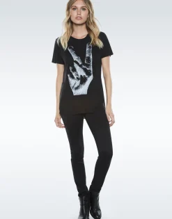 Sale Kelis Peace Hand S/S Women'S Scooped Hem Tee In Women Short Sleeve