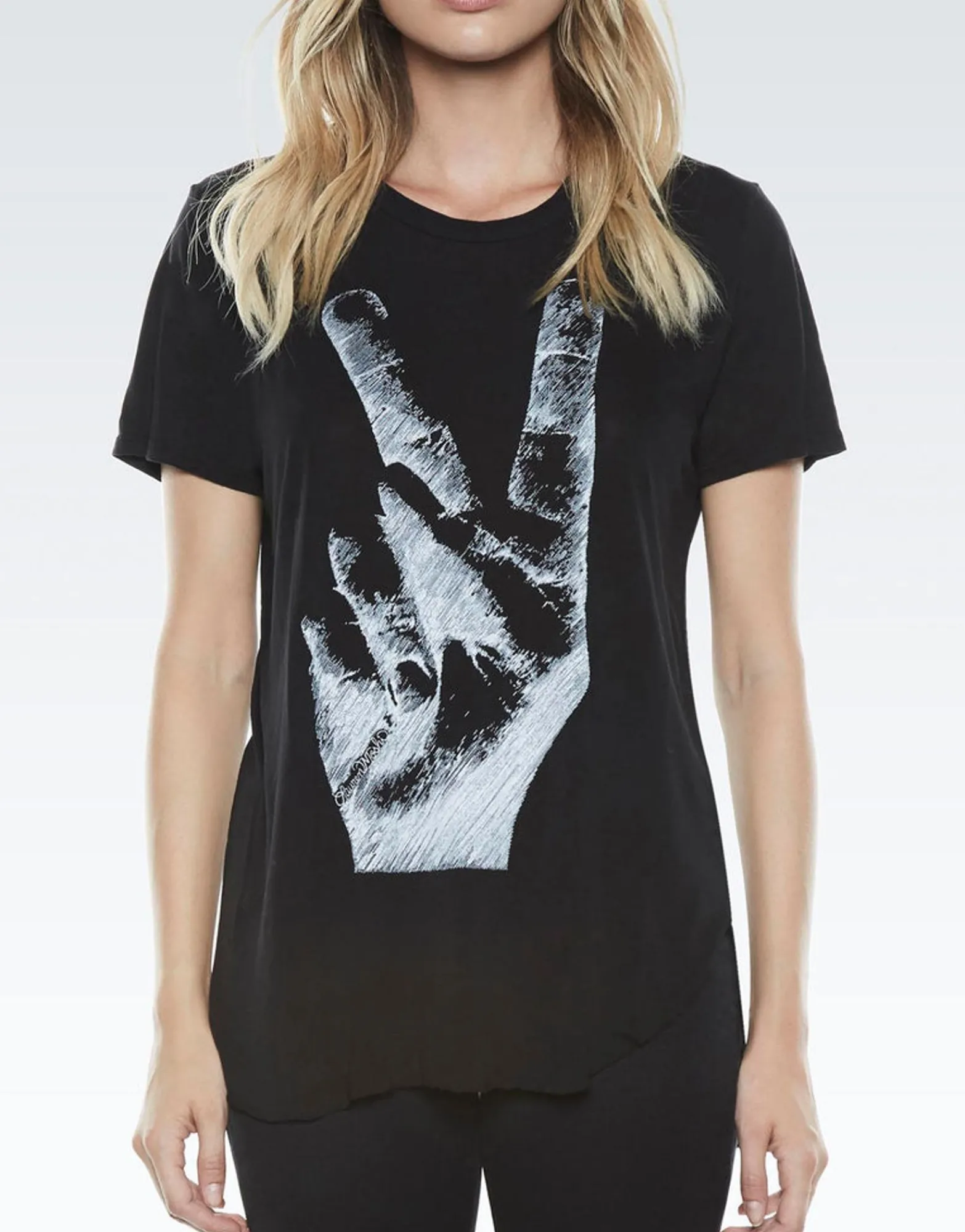 Sale Kelis Peace Hand S/S Women'S Scooped Hem Tee In Women Short Sleeve