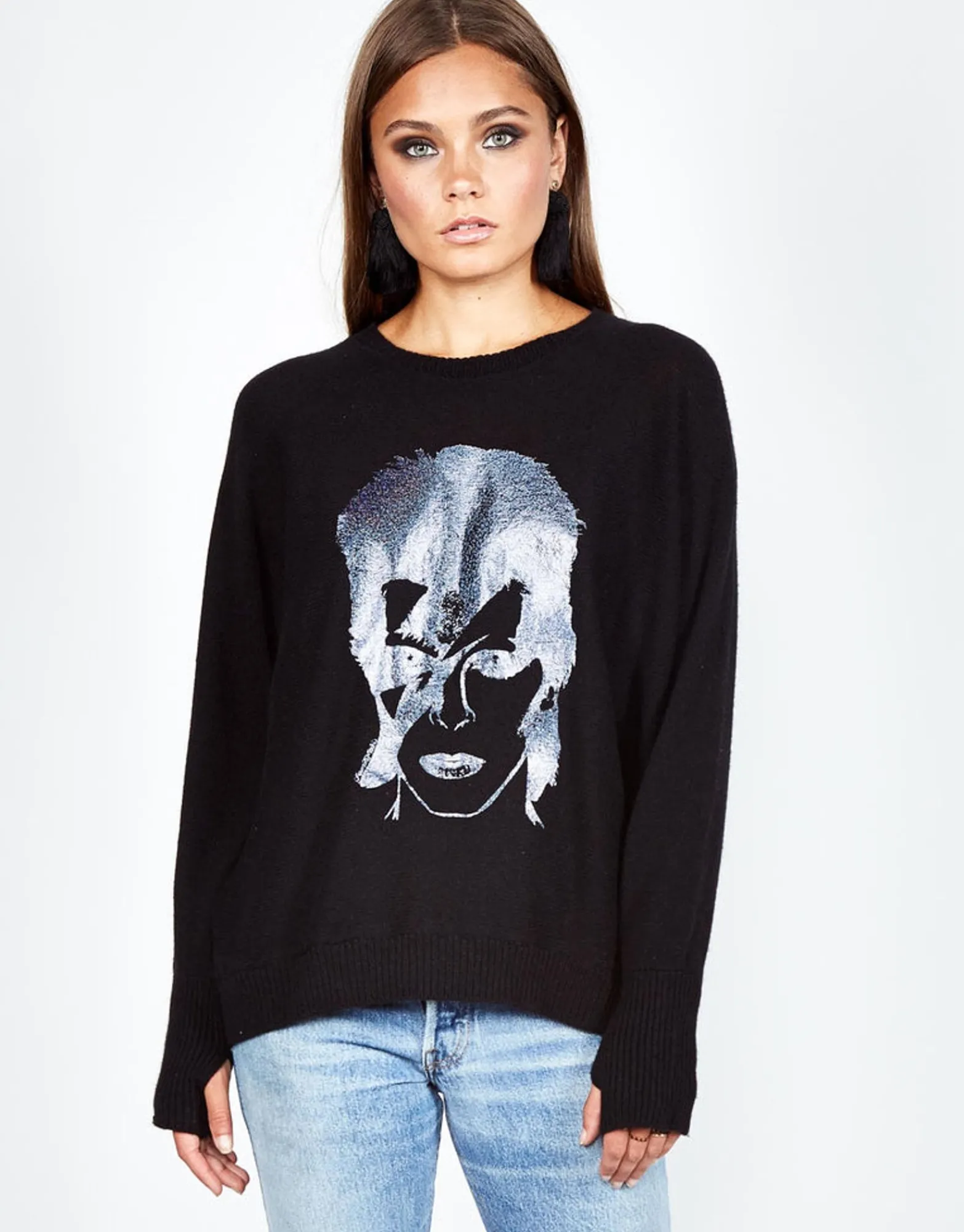 Cheap Ladona Glitter Bowie Cashmere Sweater W/Thumbholes Women Sweaters & Knits