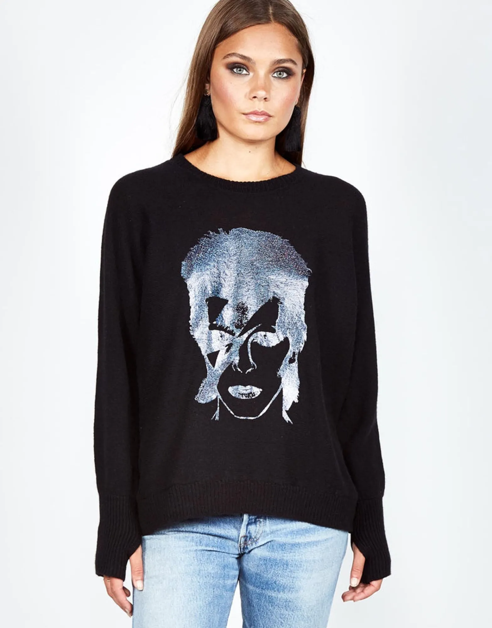 Cheap Ladona Glitter Bowie Cashmere Sweater W/Thumbholes Women Sweaters & Knits