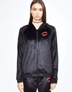 Discount Nadia Watercolor Lip Zip Up Pullover Hoodie Women Hoodies
