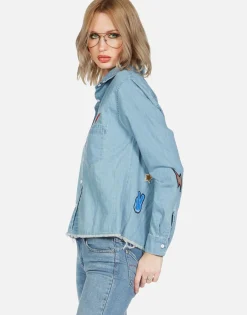 Store Sloane Love You Forevers L/S Button Up Denim Shirt Women Long Sleeve