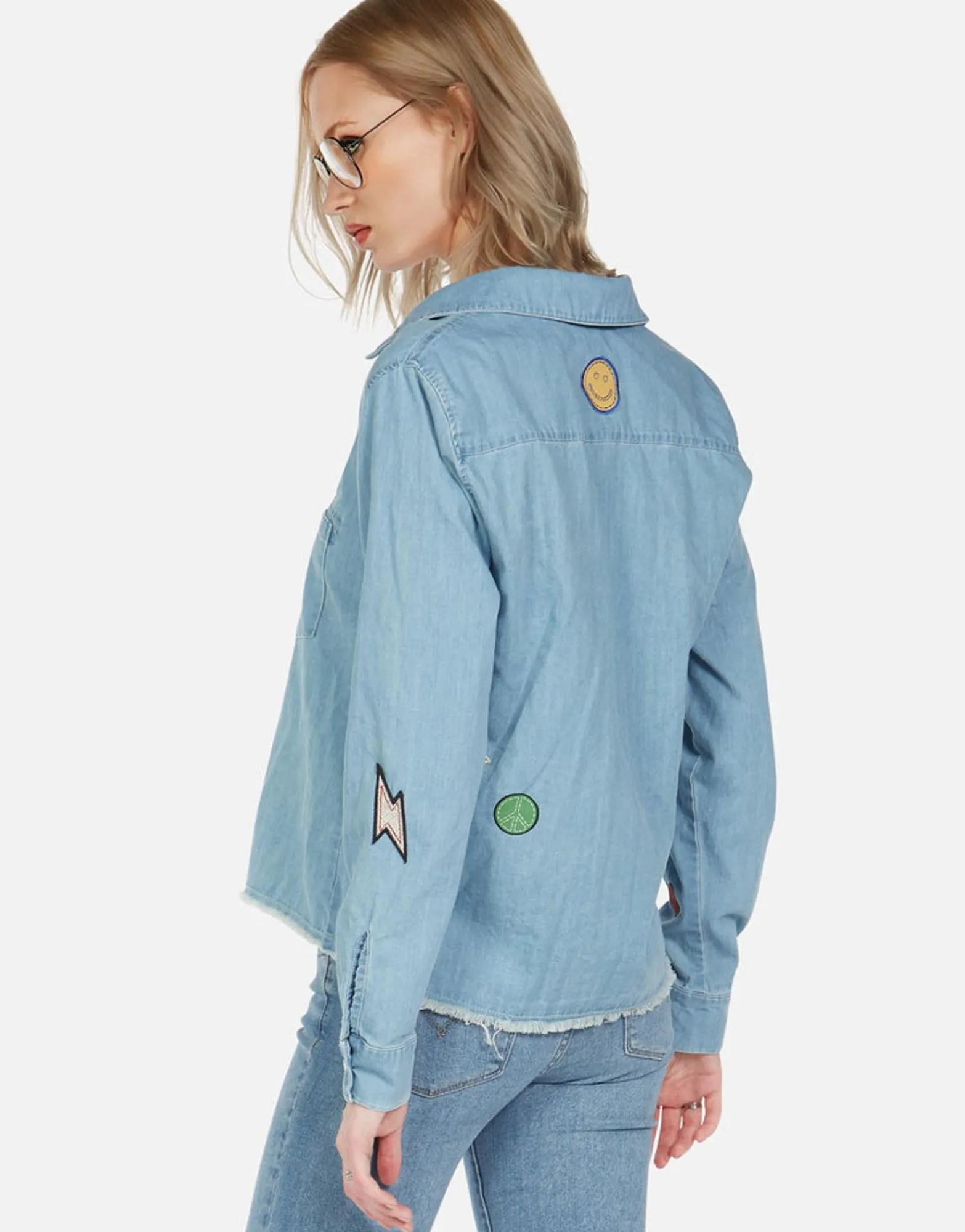 Store Sloane Love You Forevers L/S Button Up Denim Shirt Women Long Sleeve
