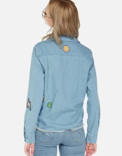 Store Sloane Love You Forevers L/S Button Up Denim Shirt Women Long Sleeve