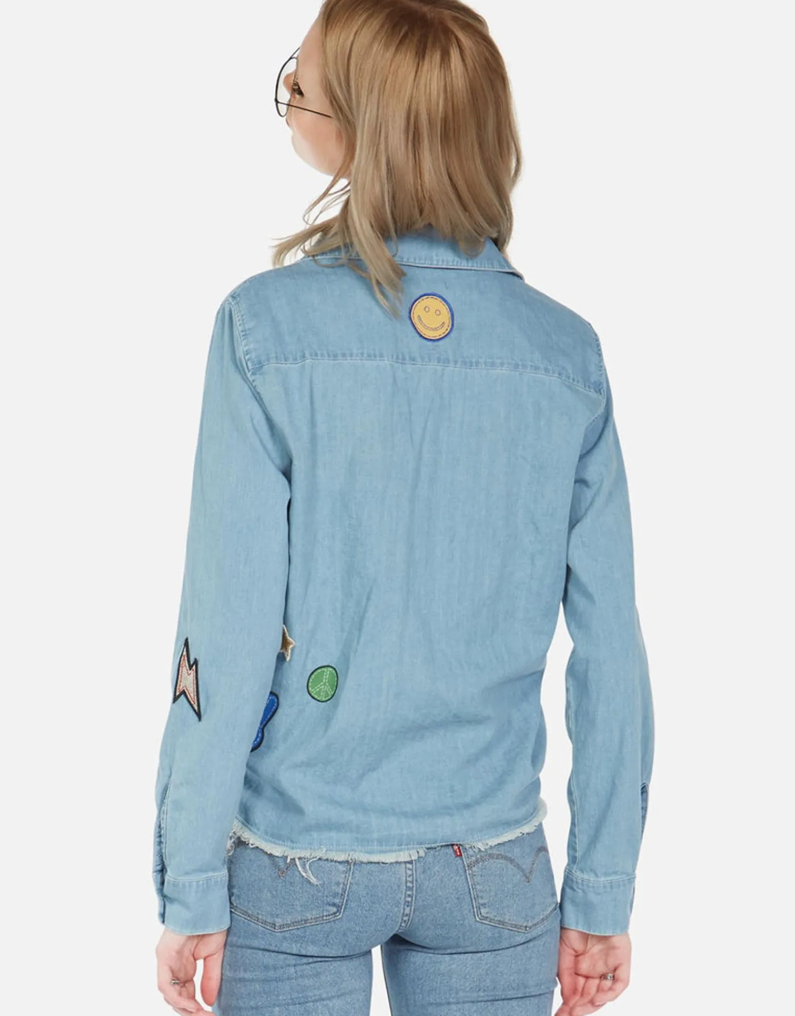 Store Sloane Love You Forevers L/S Button Up Denim Shirt Women Long Sleeve
