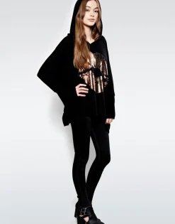 Store Wilma Rose Gold Foil Lip Oversized Pullover W/ Hood Women Hoodies