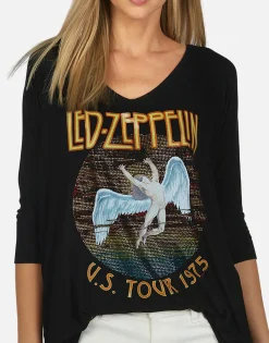 Best Sale Led Zeppelin Women'S 1975 Tour Top | Eva X By Women Short Sleeve