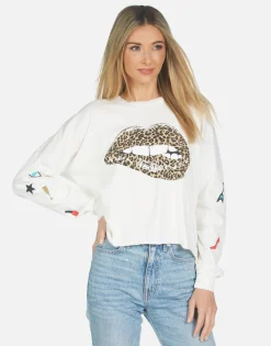Sale Lee Leopard Lip Women Long Sleeve