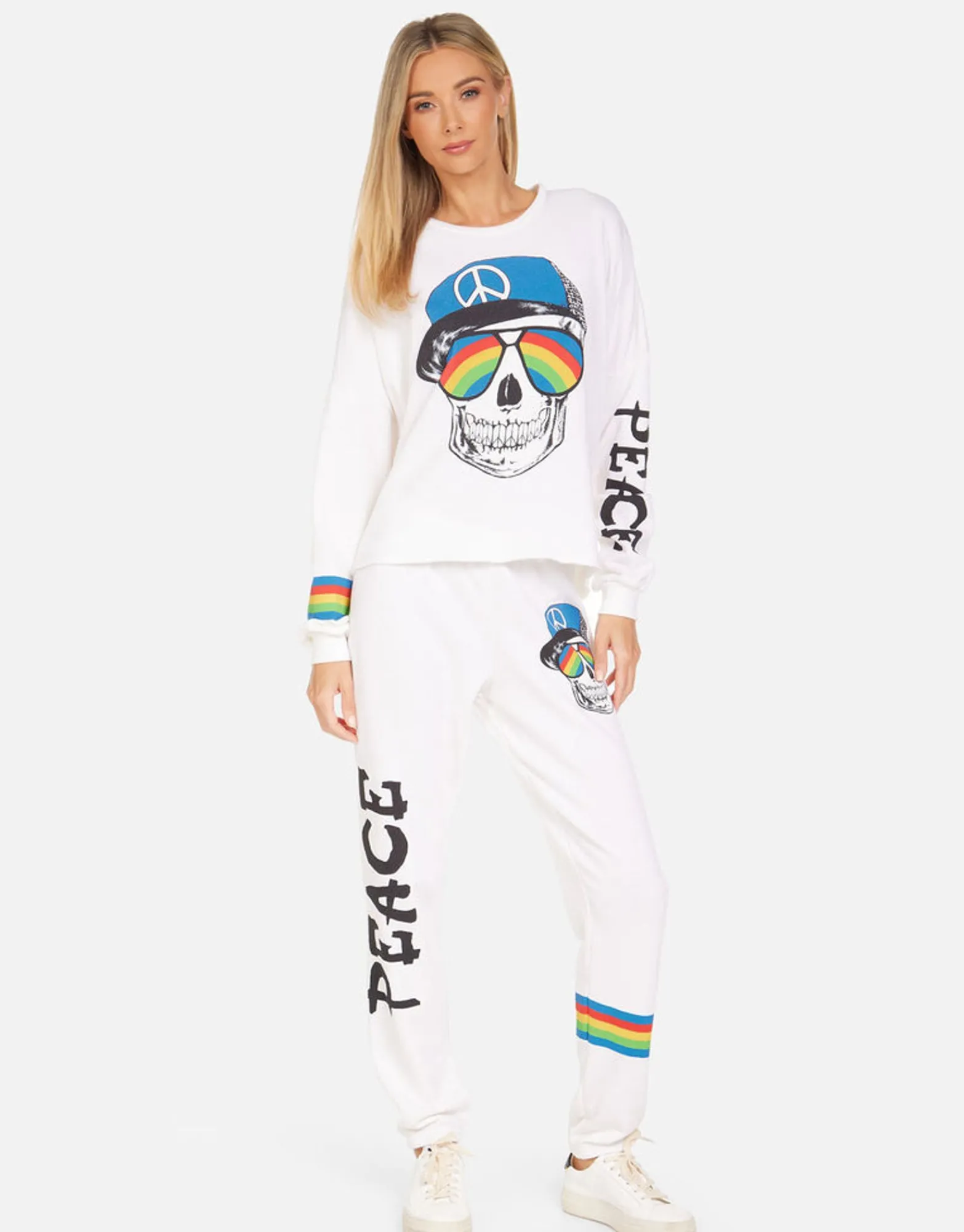 Clearance Lee Rainbow Peace Skull Women Long Sleeve