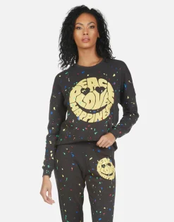 Cheap Lee Text Happy Face Women Long Sleeve