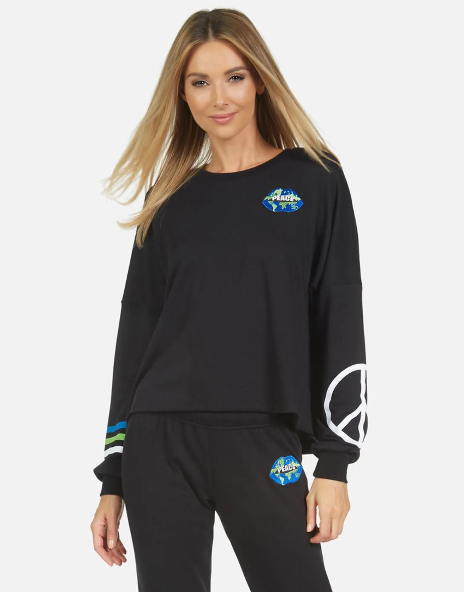 Clearance Lee World Peace Lips Women Long Sleeve