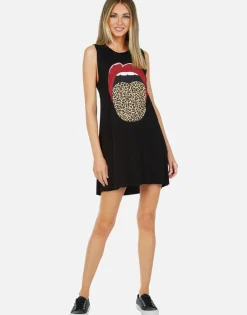 Online Leopard Tongue Sleeveless Dress | Deanna By Women Dresses