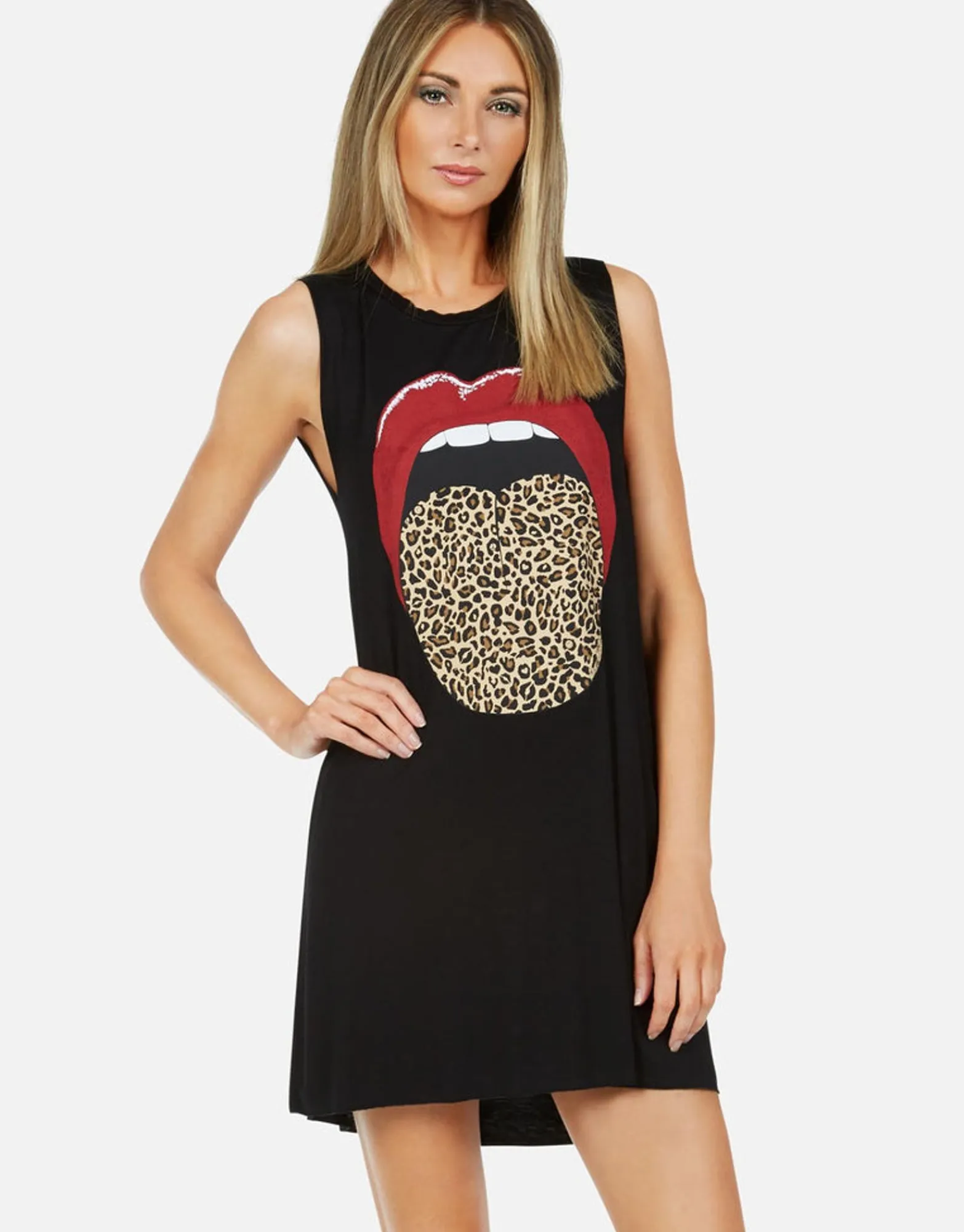 Online Leopard Tongue Sleeveless Dress | Deanna By Women Dresses