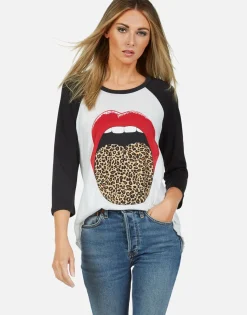 Clearance Leopard Tongue Vintage Baseball Tee | Kenya By Women Short Sleeve