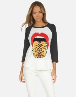 Hot Leopard Tongue Vintage Baseball Tee | Kenya By Women Short Sleeve