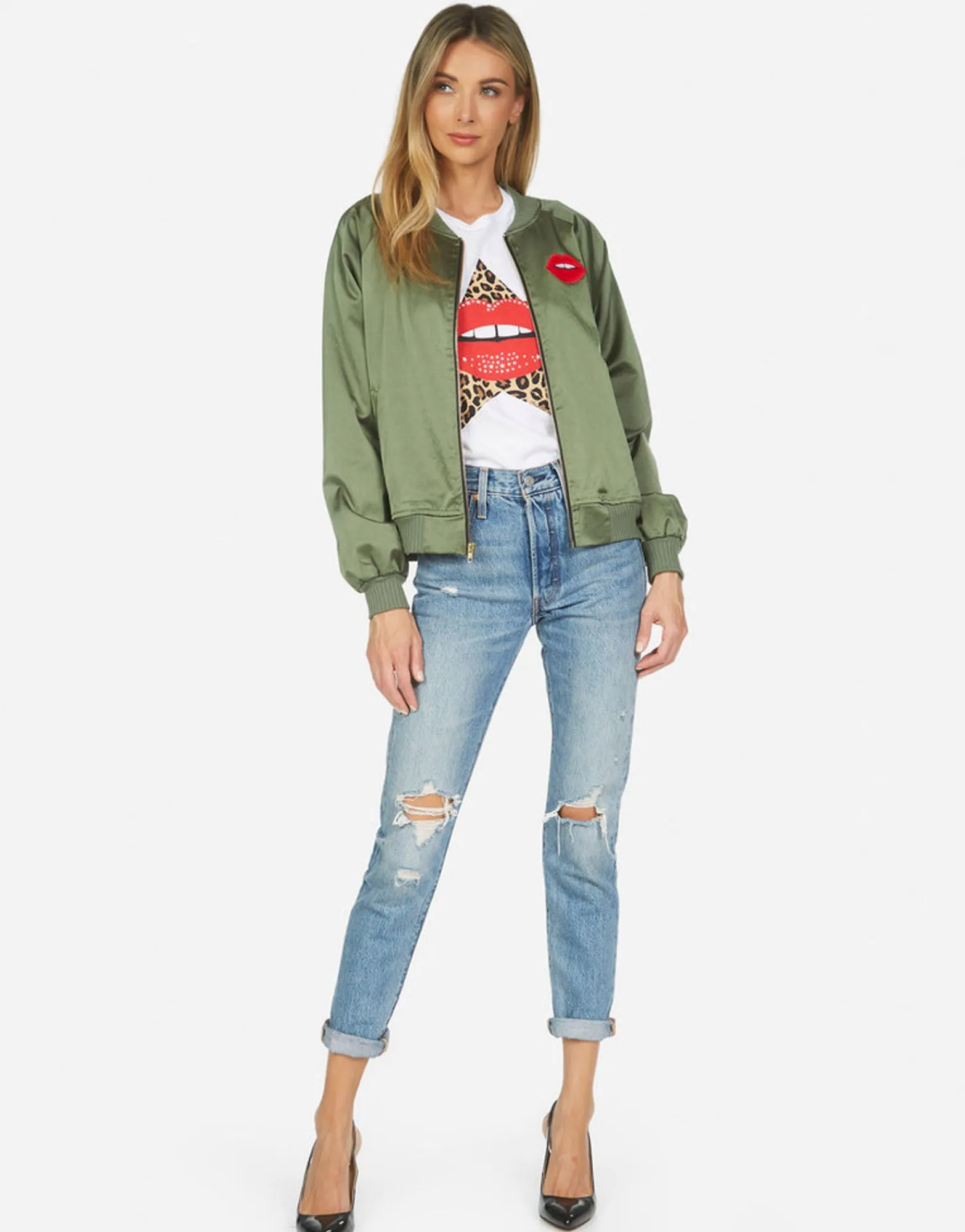 Outlet Levelle Leopard Star Lip Patch Women Jackets
