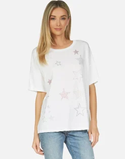 Clearance Liberty Crystal Stars Women Short Sleeve