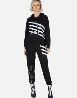 Cheap Lightning Bolt Star Pullover Hoodie W/ Side Zippers | Corbin Women Hoodies