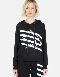 Cheap Lightning Bolt Star Pullover Hoodie W/ Side Zippers | Corbin Women Hoodies