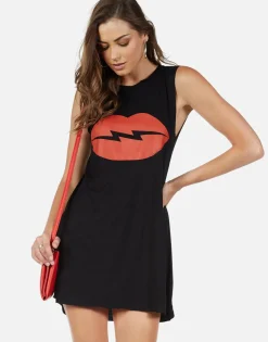 Cheap Lightning Lip Sleeveless Dress | Deanna By Women Dresses