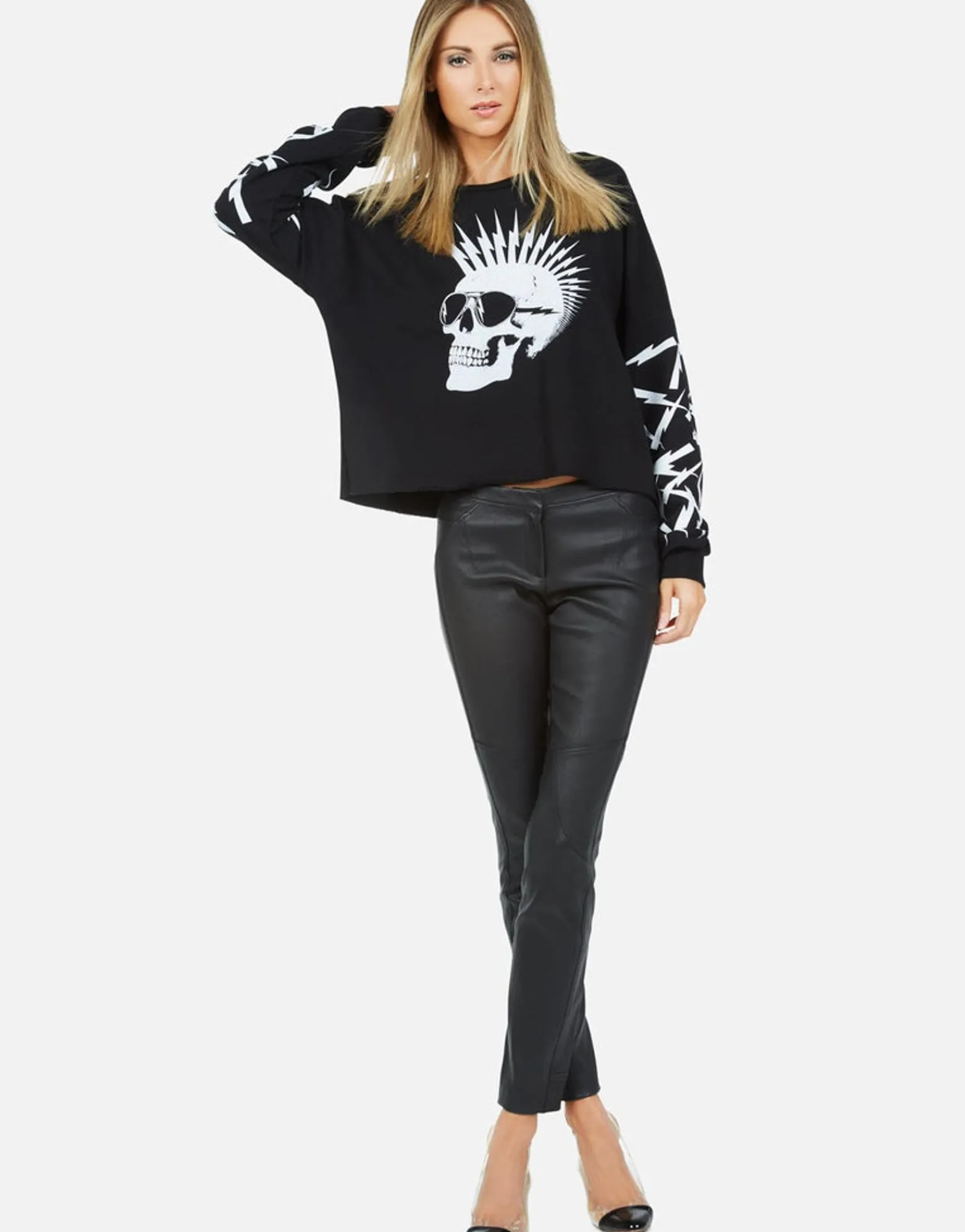 Fashion Lightning Skull Drop Shoulder Pullover | Lee By Women Long Sleeve