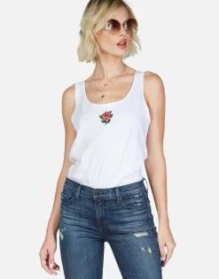 Best Lightning Stem Rose Embroidered Tank Tee | Ashlin By Women Tanks