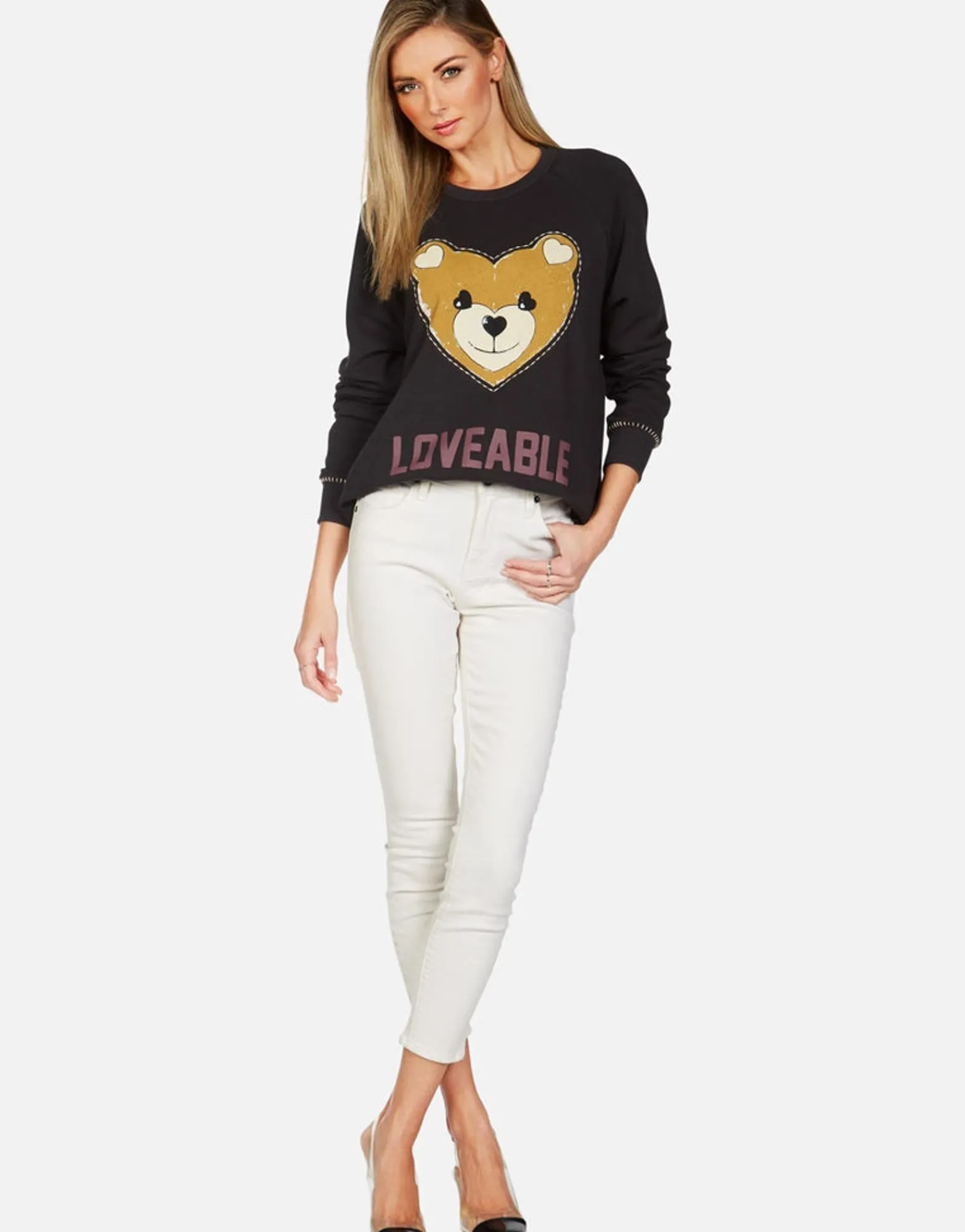 Online Loveable Heart Teddy L/S Raglan Pullover | Everly By Women Long Sleeve