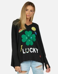 New Lucky Clover Oversized Pullover W/ Hood | Wilma By Women Hoodies