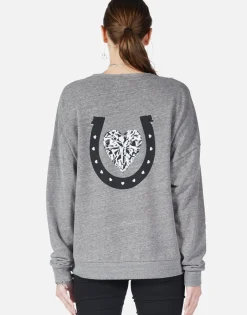 Hot Lucky In Love Oversized Drop Shoulder Pullover W/ Holes | Flora Women Long Sleeve