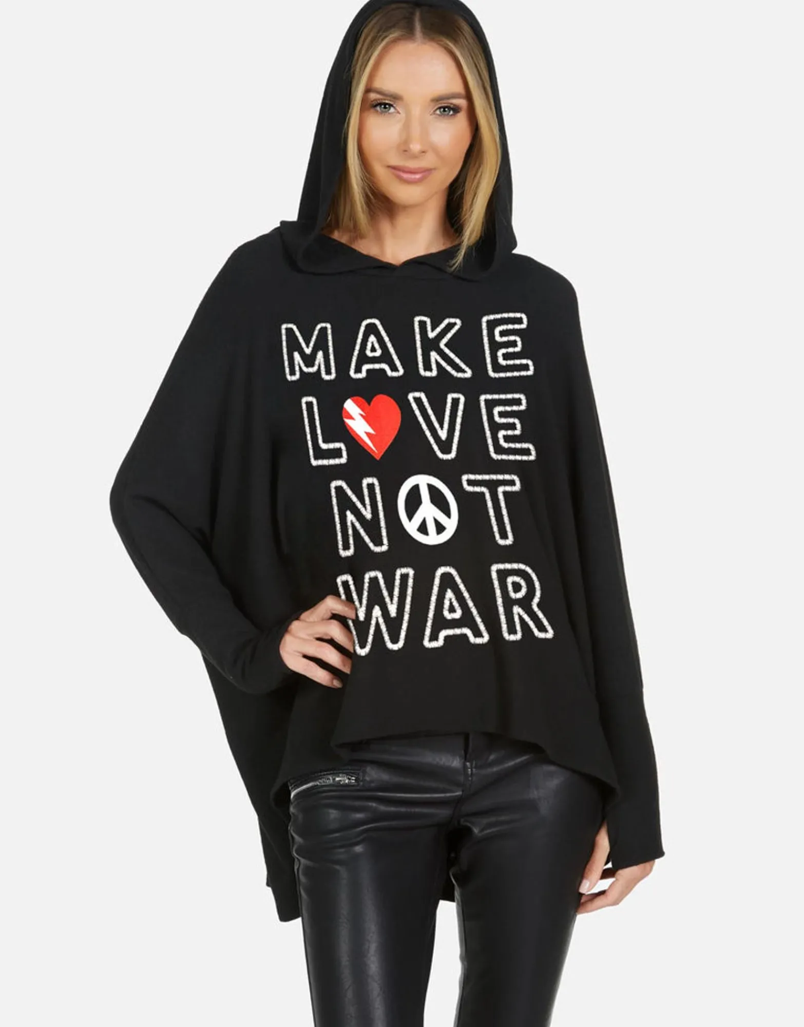 Hot Make Love Not War Oversized Hoodie | Wilma X By Women Hoodies