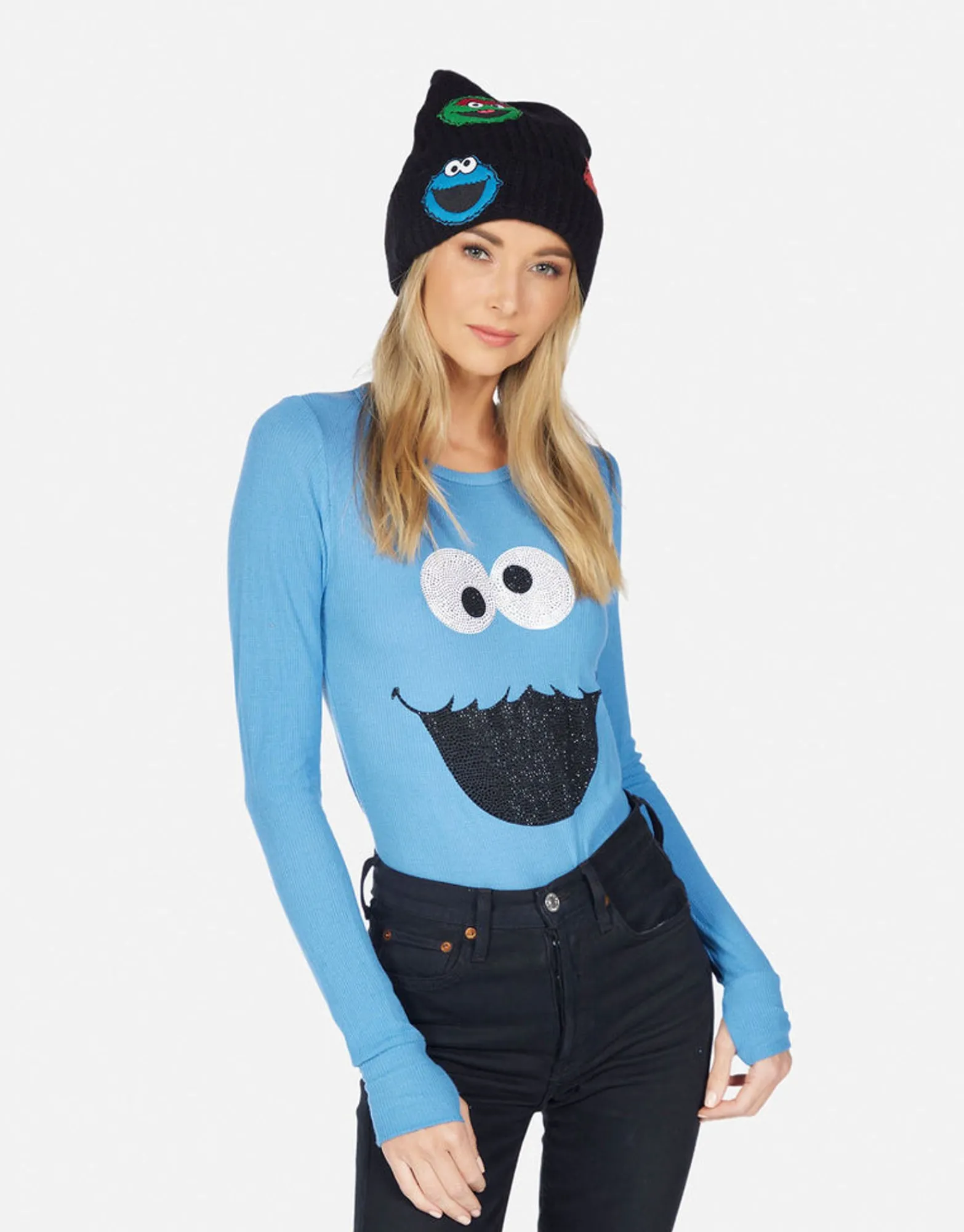 Fashion Mckinley Crystal Cookie Monster Women Long Sleeve
