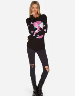 Store Mckinley Pink Rose Skull Women Long Sleeve