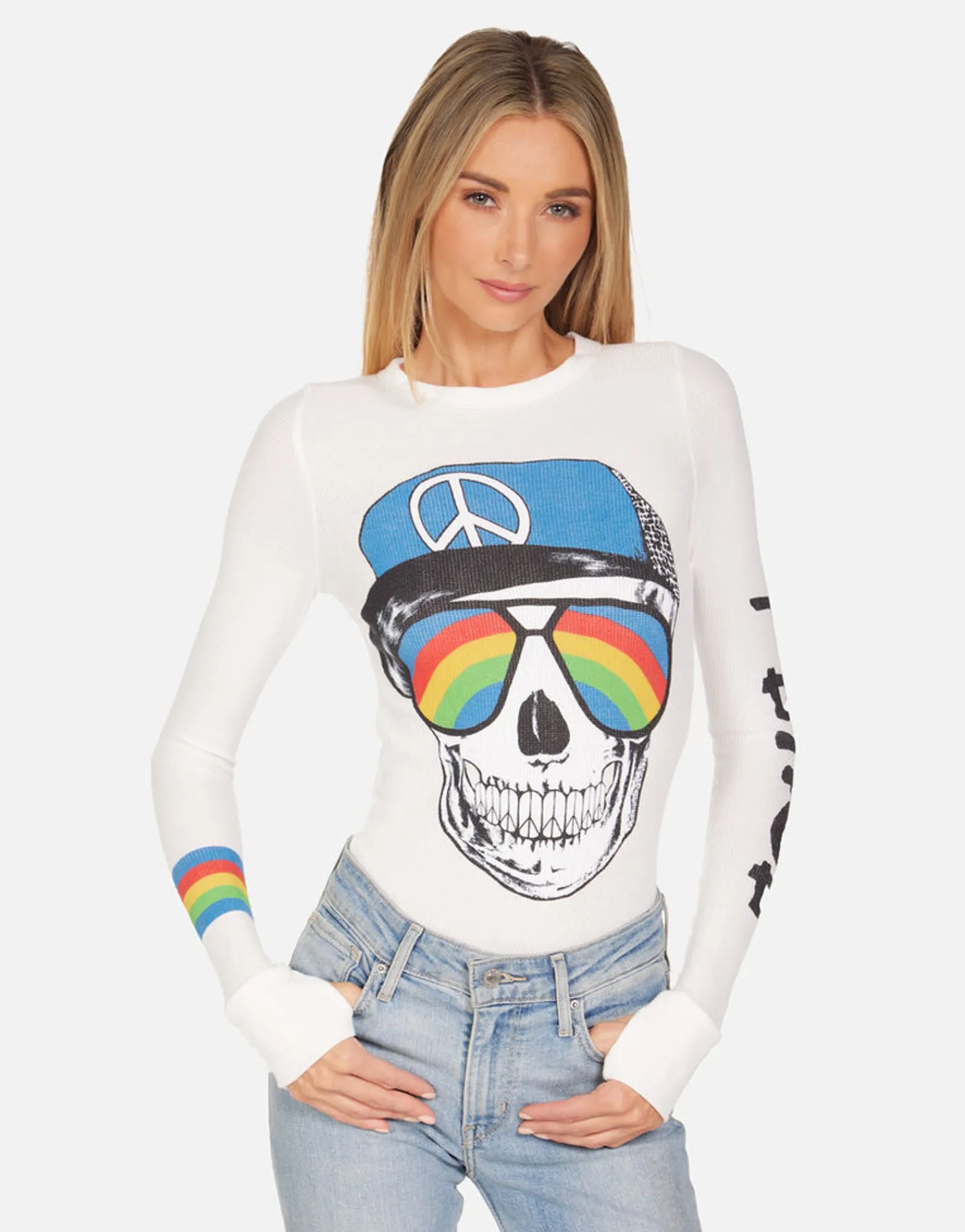 New Mckinley Rainbow Peace Skull Women Long Sleeve