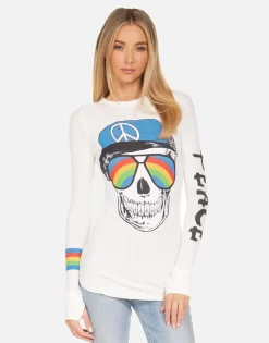 New Mckinley Rainbow Peace Skull Women Long Sleeve