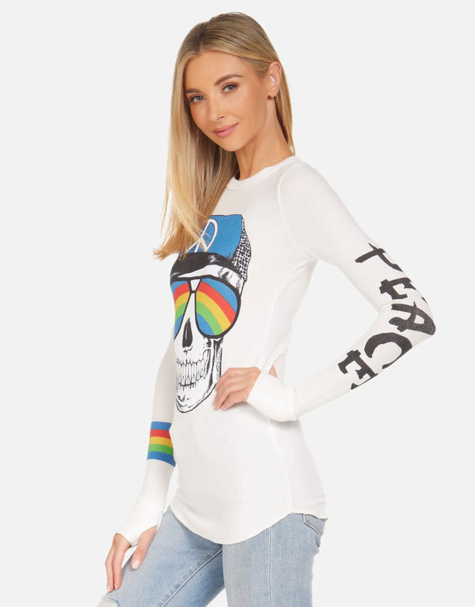 New Mckinley Rainbow Peace Skull Women Long Sleeve