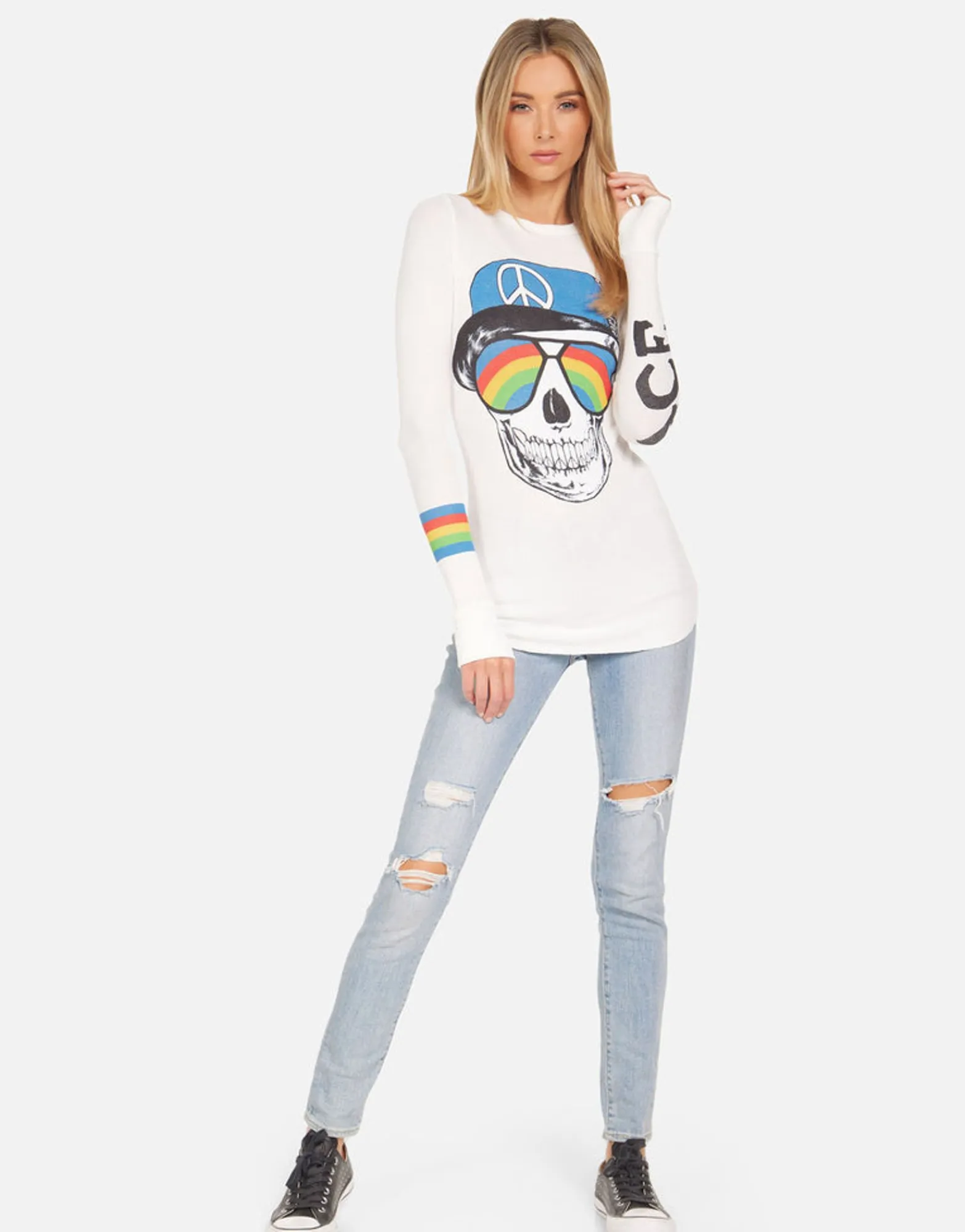 New Mckinley Rainbow Peace Skull Women Long Sleeve