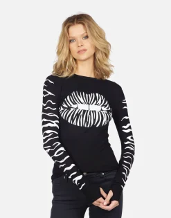 Cheap Mckinley Zebra Lip Women Long Sleeve