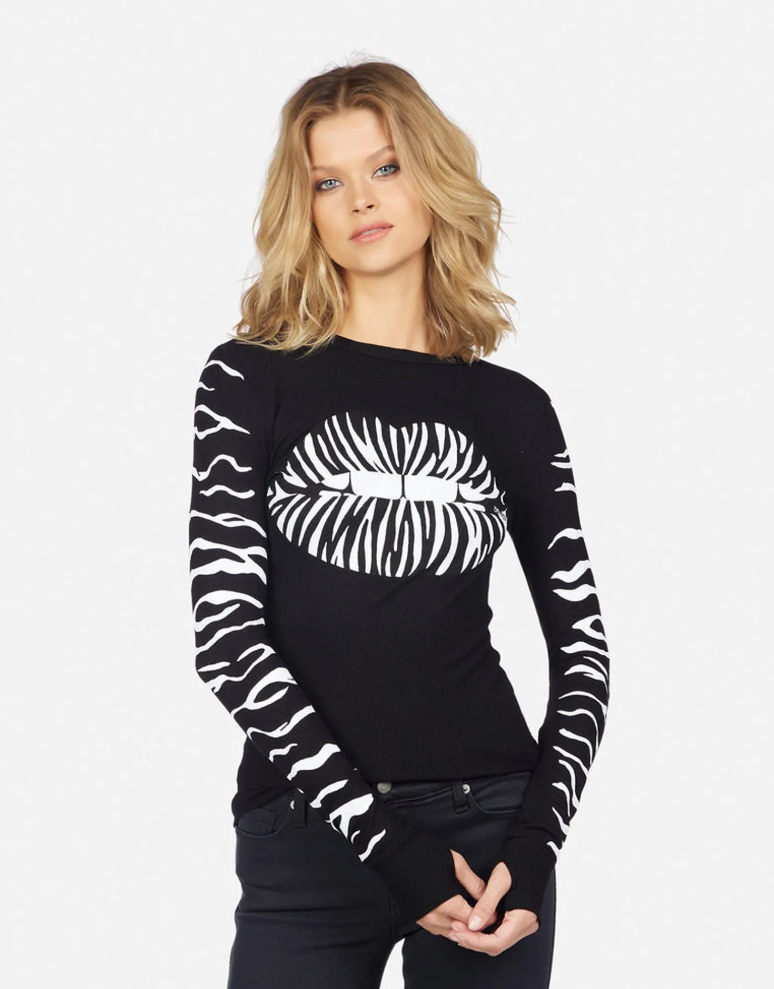 Cheap Mckinley Zebra Lip Women Long Sleeve