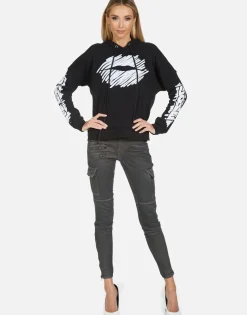 Online Melanie Scribble Lip Women Hoodies