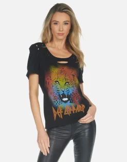 Best Myra Def Leppard Leopard Women Short Sleeve