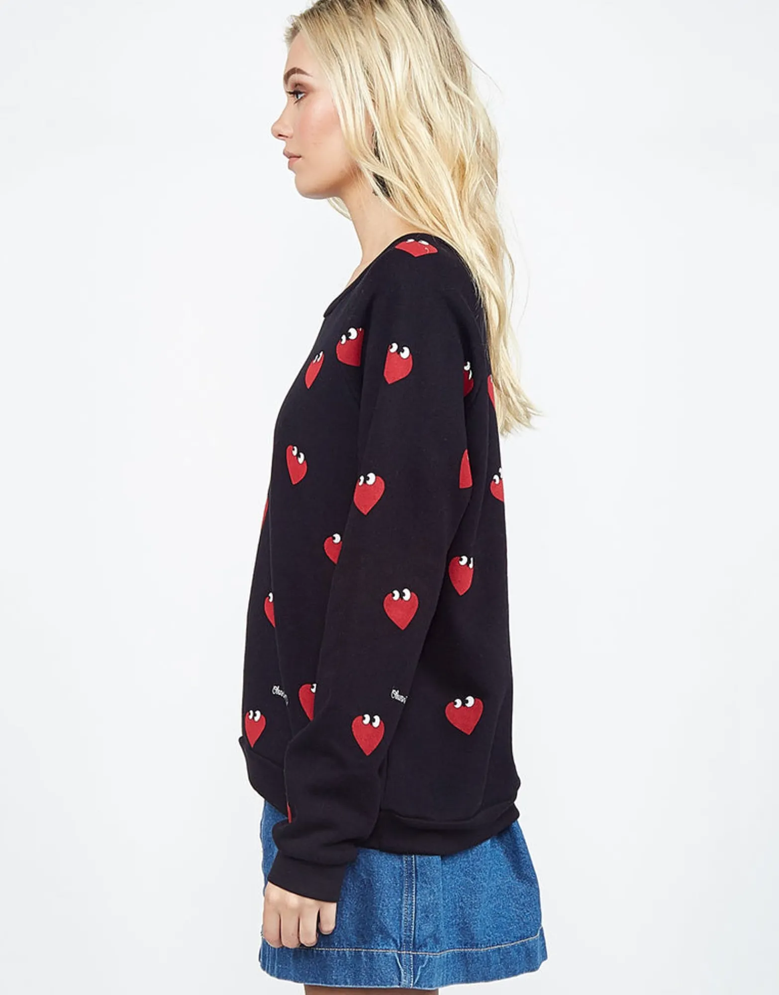 Outlet Noleta Allover Mini Heartface L/S Vintage Pullover - Women Long Sleeve