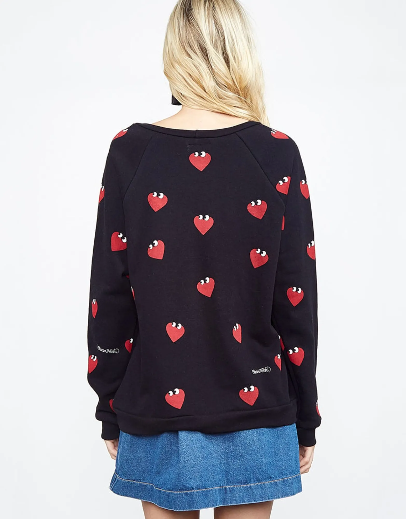 Outlet Noleta Allover Mini Heartface L/S Vintage Pullover - Women Long Sleeve
