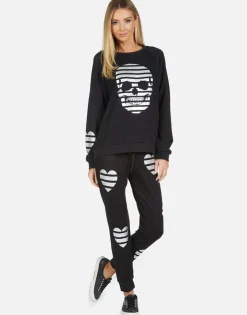 Cheap Noleta Stripe Skull Women Long Sleeve